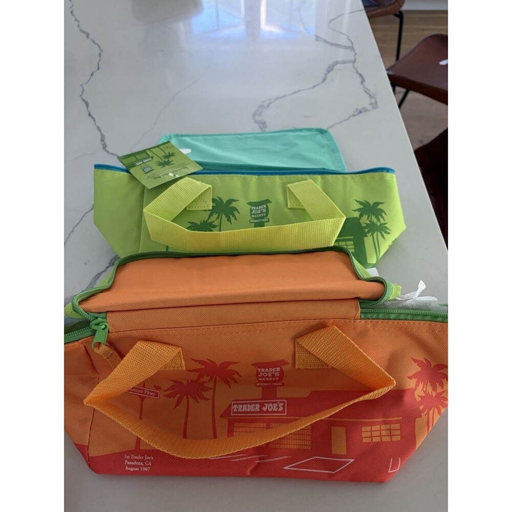 NWT Trader Joes Mini Insulated Lunchbox Cooler Summer 2026 2 Ct Orange Green